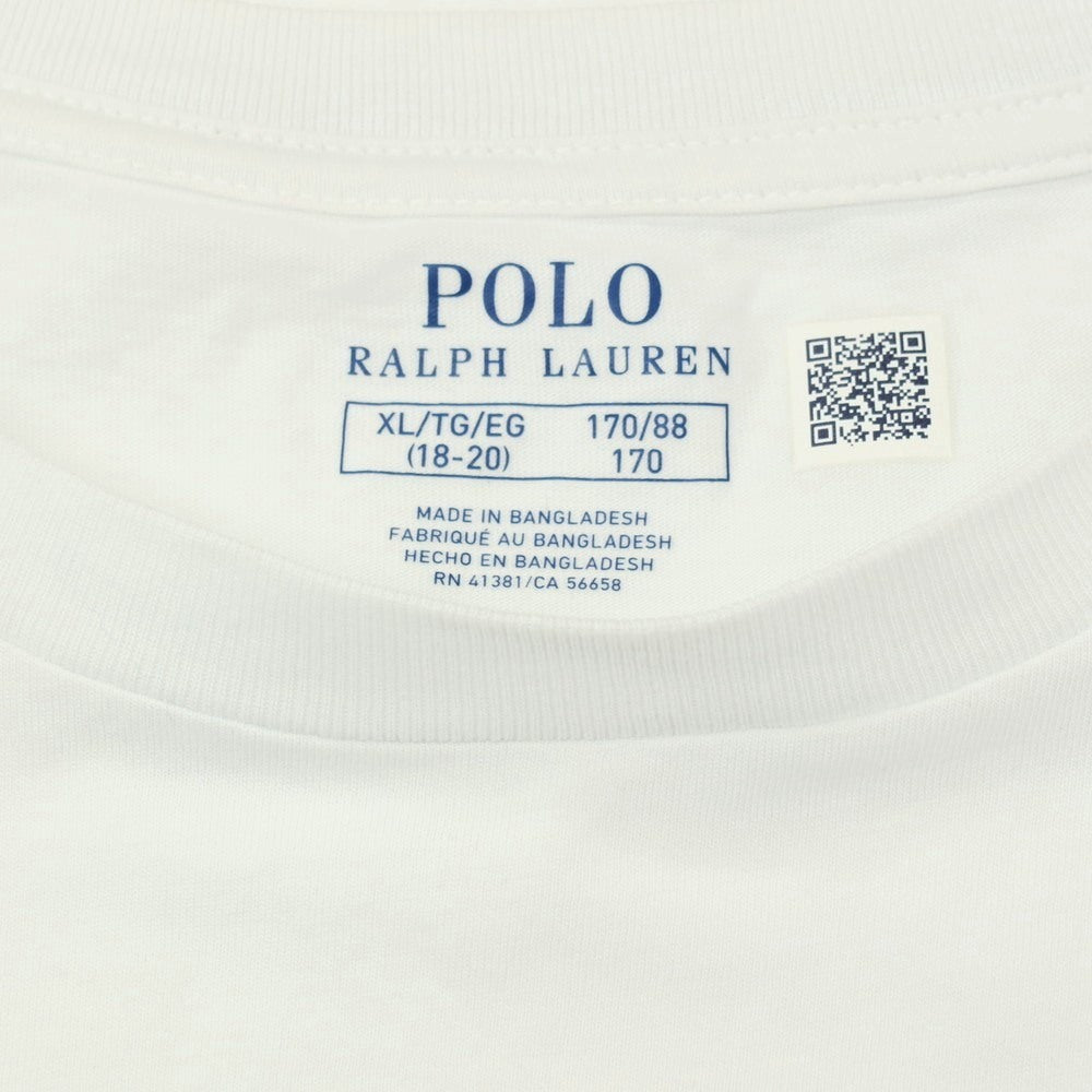 【中古】ポロ ラルフローレン Polo Ralph Lauren コットン クルーネック 長袖Ｔシャツ ホワイト【サイズXL】【 状態ランクB 】【 メンズ 】