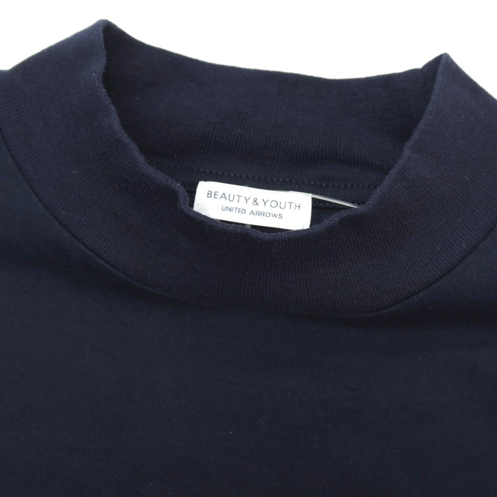 【中古】ビューティアンドユースユナイテッドアローズ BEAUTY&amp;YOUTH UNITED ARROWS コットン モックネック 長袖Ｔシャツ ネイビー【サイズL】【 状態ランクB 】【 メンズ 】