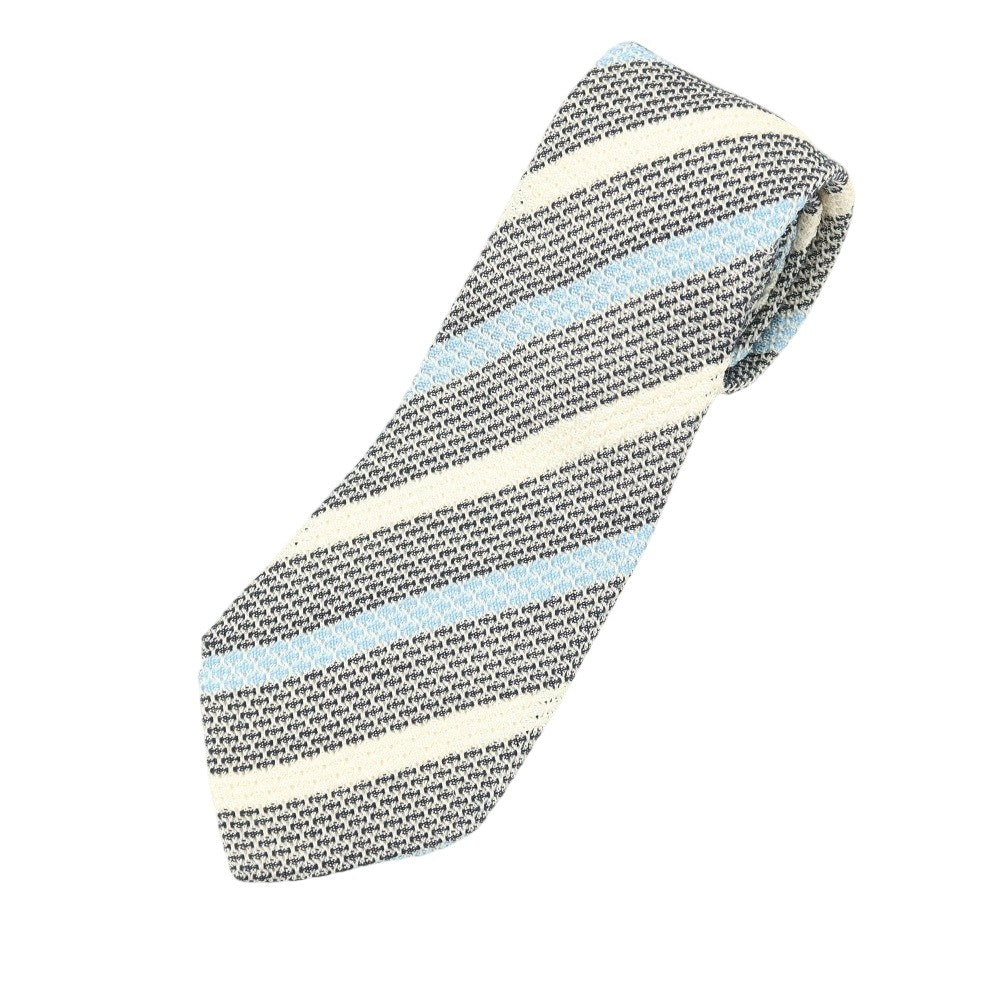 【中古】エストネーション ESTNATION シルクコットン ストライプ柄ネクタイ ネイビーxライトブルー【 状態ランクB 】【 メンズ 】