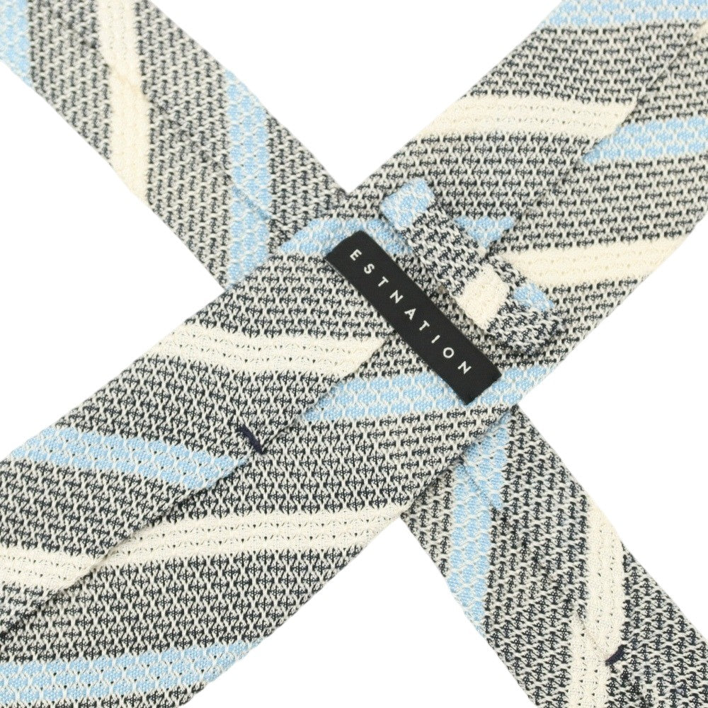 【SALE30%OFF/返品不可】【中古】エストネーション ESTNATION シルクコットン ストライプ柄ネクタイ ネイビーxライトブルー【 状態ランクB 】【 メンズ 】