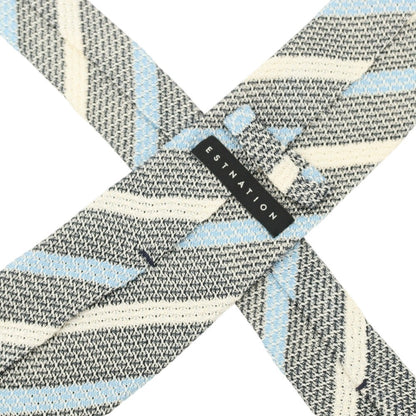 【SALE30%OFF/返品不可】【中古】エストネーション ESTNATION シルクコットン ストライプ柄ネクタイ ネイビーxライトブルー【 状態ランクB 】【 メンズ 】