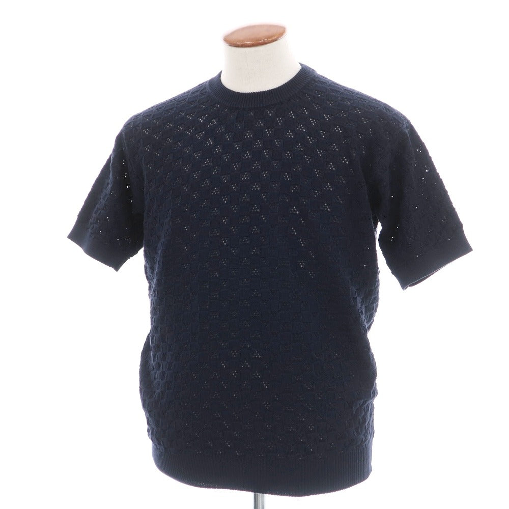 【新品】スカリオーネ SCAGLIONE コットン クルーネック 半袖 プルオーバーニット ネイビー【サイズM】【 状態ランクN 】【 メンズ 】
