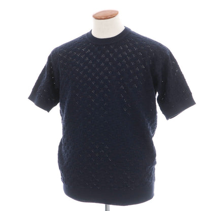 【新品】スカリオーネ SCAGLIONE コットン クルーネック 半袖 プルオーバーニット ネイビー【サイズM】【 状態ランクN 】【 メンズ 】