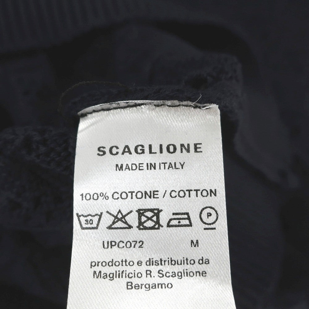 【新品】スカリオーネ SCAGLIONE コットン クルーネック 半袖 プルオーバーニット ネイビー【サイズM】【 状態ランクN 】【 メンズ 】[CPD]