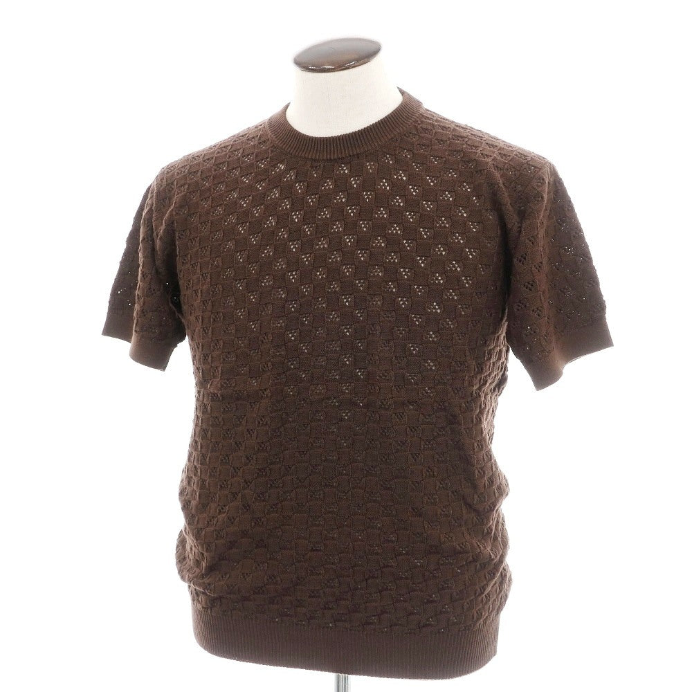 【新品】スカリオーネ SCAGLIONE コットン クルーネック 半袖 プルオーバーニット ブラウン【サイズL】【 状態ランクN 】【 メンズ 】