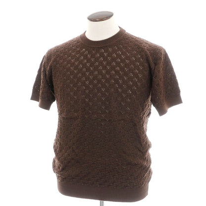 【新品】スカリオーネ SCAGLIONE コットン クルーネック 半袖 プルオーバーニット ブラウン【サイズL】【 状態ランクN 】【 メンズ 】