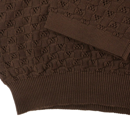 【新品】スカリオーネ SCAGLIONE コットン クルーネック 半袖 プルオーバーニット ブラウン【サイズL】【 状態ランクN 】【 メンズ 】