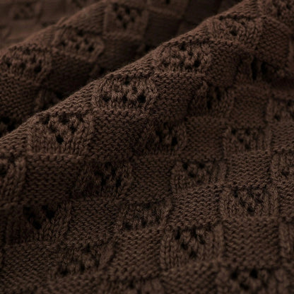 【新品】スカリオーネ SCAGLIONE コットン クルーネック 半袖 プルオーバーニット ブラウン【サイズL】【 状態ランクN 】【 メンズ 】