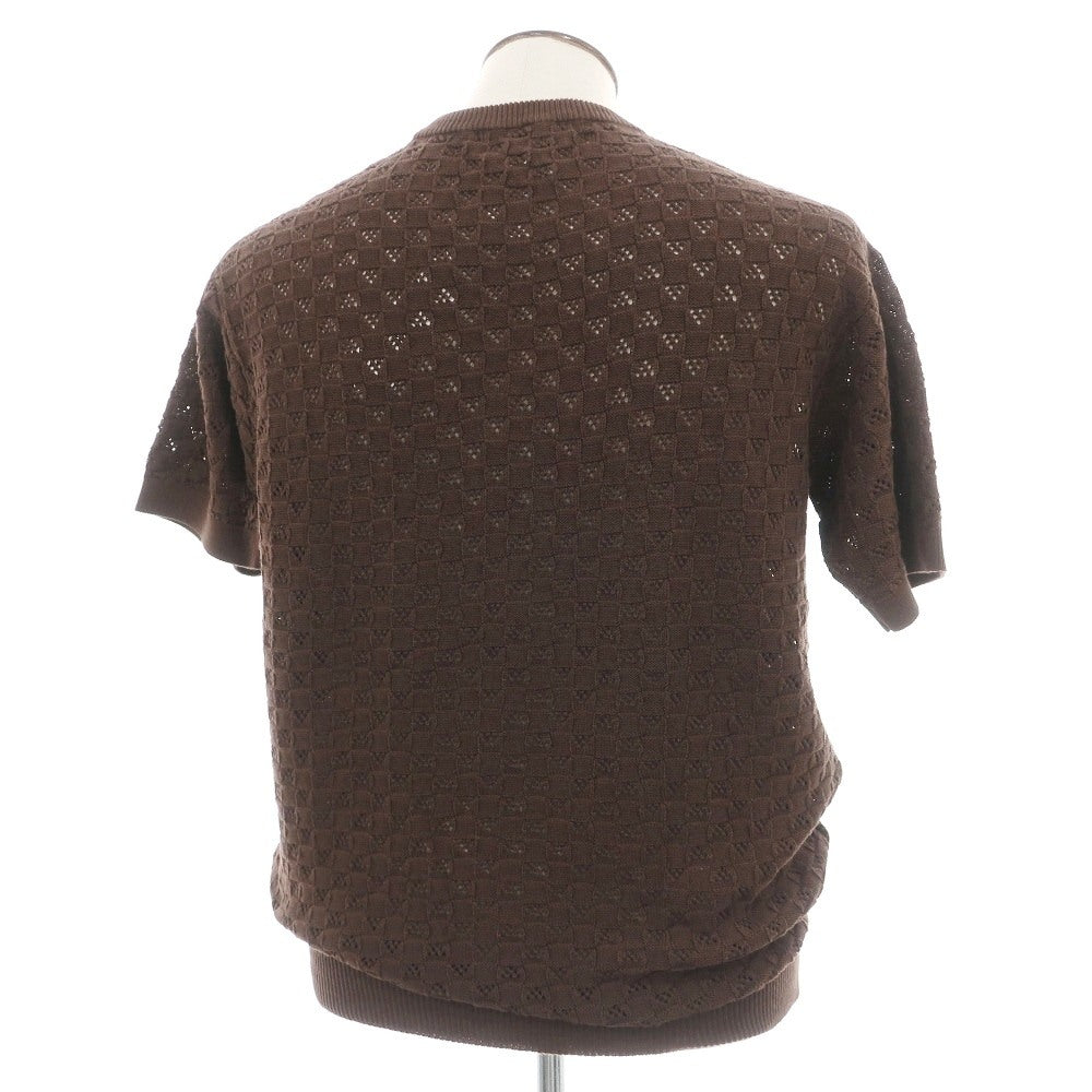 【新品】スカリオーネ SCAGLIONE コットン クルーネック 半袖 プルオーバーニット ブラウン【サイズXL】【 状態ランクN 】【 メンズ 】