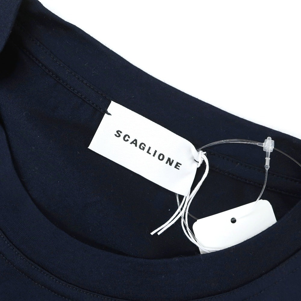 【新品】スカリオーネ SCAGLIONE コットン クルーネック 半袖Ｔシャツ ネイビー【サイズM】【 状態ランクN 】【 メンズ 】