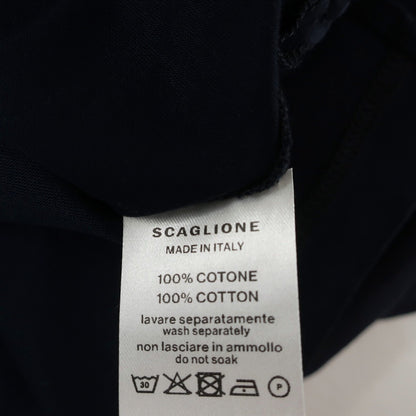 【新品】スカリオーネ SCAGLIONE コットン クルーネック 半袖Ｔシャツ ネイビー【サイズM】【 状態ランクN 】【 メンズ 】