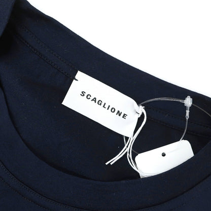 【新品】スカリオーネ SCAGLIONE コットン クルーネック 半袖Ｔシャツ ネイビー【サイズL】【 状態ランクN 】【 メンズ 】