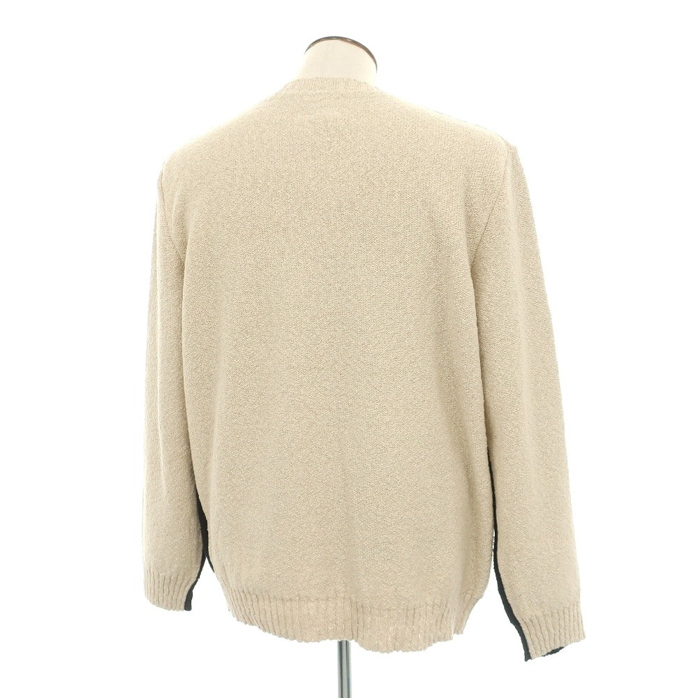 【新品】エムエムシックス MM6 コットンリネン クルーネック プルオーバーニット ブラックxベージュ【サイズXL】【 状態ランクN 】【 メンズ 】