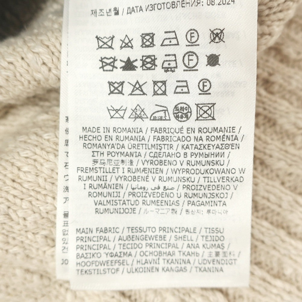 【新品】エムエムシックス MM6 コットンリネン クルーネック プルオーバーニット ブラックxベージュ【サイズXL】【 状態ランクN 】【 メンズ 】