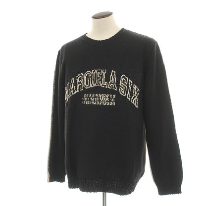 【新品】エムエムシックス MM6 コットンリネン クルーネック プルオーバーニット ブラックxベージュ【サイズXXL】【 状態ランクN 】【 メンズ 】