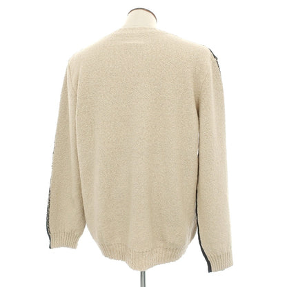 【新品】エムエムシックス MM6 コットンリネン クルーネック プルオーバーニット ブラックxベージュ【サイズXXL】【 状態ランクN 】【 メンズ 】