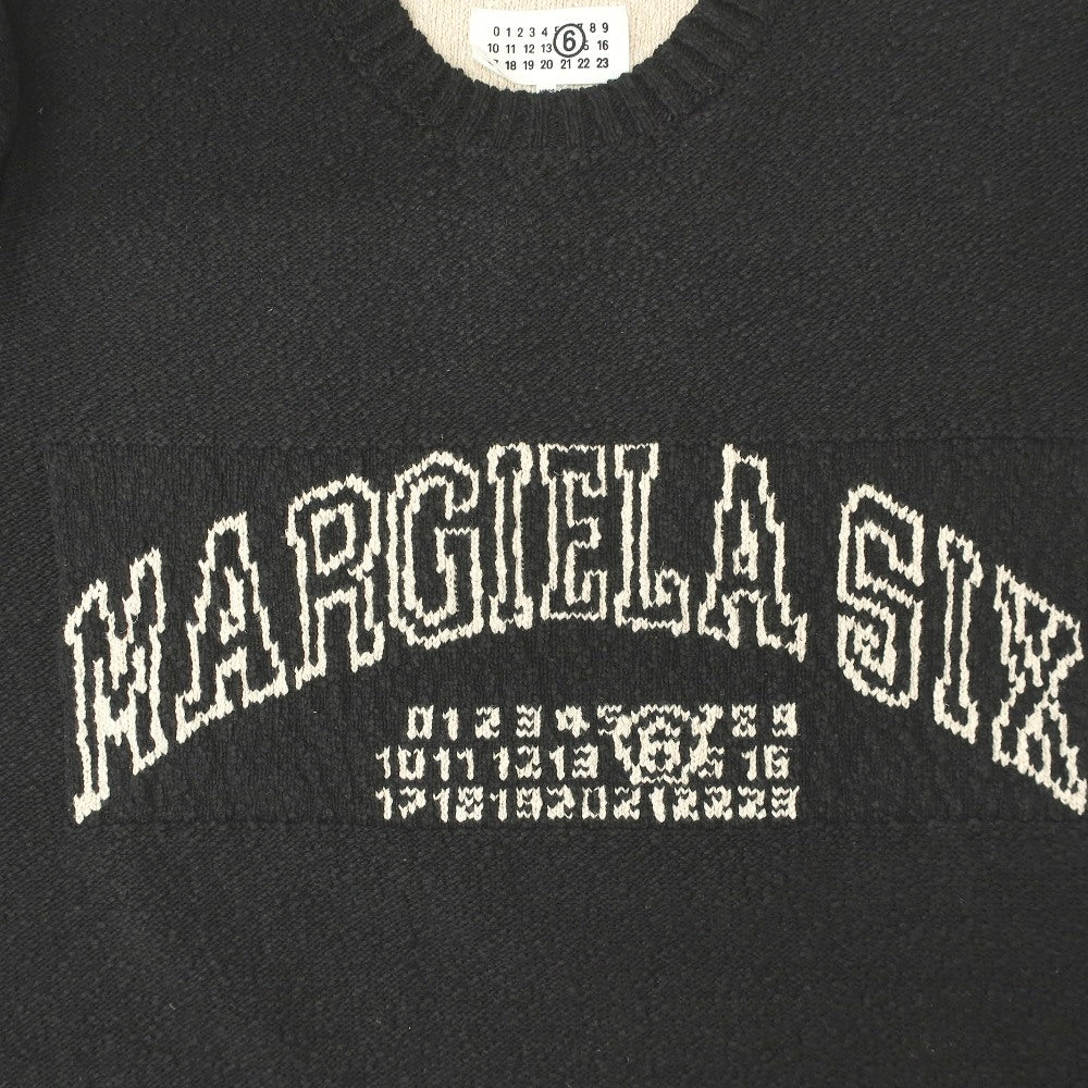 【新品】エムエムシックス MM6 コットンリネン クルーネック プルオーバーニット ブラックxベージュ【サイズXXL】【 状態ランクN 】【 メンズ 】