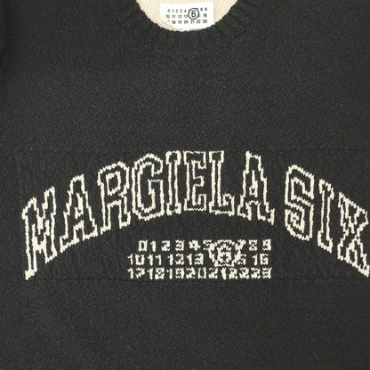 【新品】エムエムシックス MM6 コットンリネン クルーネック プルオーバーニット ブラックxベージュ【サイズXXL】【 状態ランクN 】【 メンズ 】