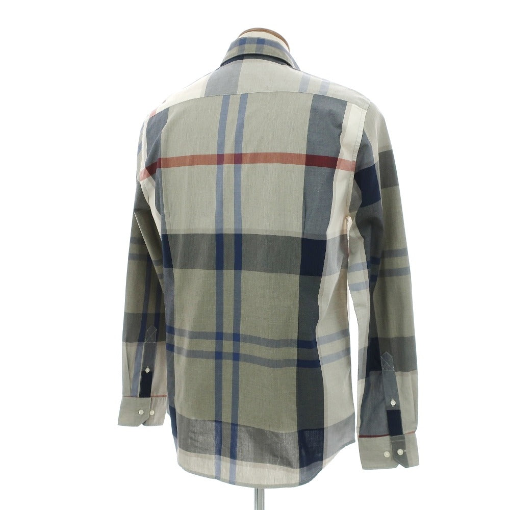 【新品】バブアー Barbour チェック コットン ボタンダウン カジュアルシャツ オリーブグレーxネイビー【サイズM（UK）】【 状態ランクN 】【 メンズ 】