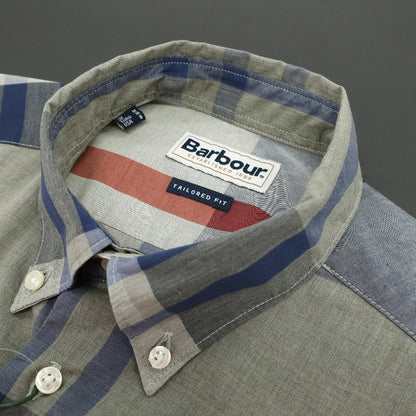 【新品】バブアー Barbour チェック コットン ボタンダウン カジュアルシャツ オリーブグレーxネイビー【サイズM（UK）】【 状態ランクN 】【 メンズ 】