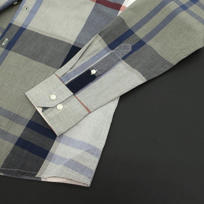 【新品】バブアー Barbour チェック コットン ボタンダウン カジュアルシャツ オリーブグレーxネイビー【サイズM（UK）】【 状態ランクN 】【 メンズ 】