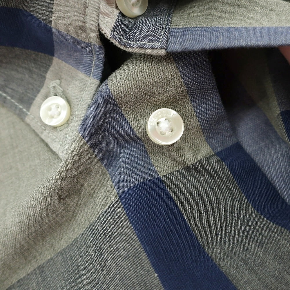【新品】バブアー Barbour チェック コットン ボタンダウン カジュアルシャツ オリーブグレーxネイビー【サイズM（UK）】【 状態ランクN 】【 メンズ 】