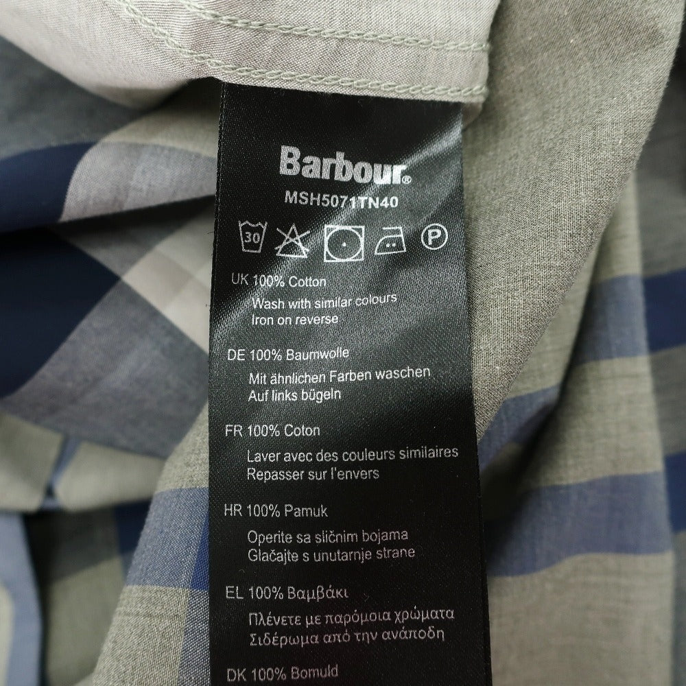 【新品】バブアー Barbour チェック コットン ボタンダウン カジュアルシャツ オリーブグレーxネイビー【サイズM（UK）】【 状態ランクN 】【 メンズ 】