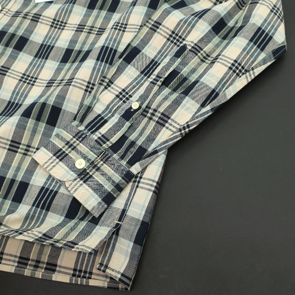【新品】バブアー Barbour チェック コットン レギュラーカラー カジュアルシャツ ベージュxネイビー【サイズM（UK）】【 状態ランクN 】【 メンズ 】[CPD]