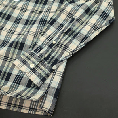 【新品】バブアー Barbour チェック コットン レギュラーカラー カジュアルシャツ ベージュxネイビー【サイズM（UK）】【 状態ランクN 】【 メンズ 】