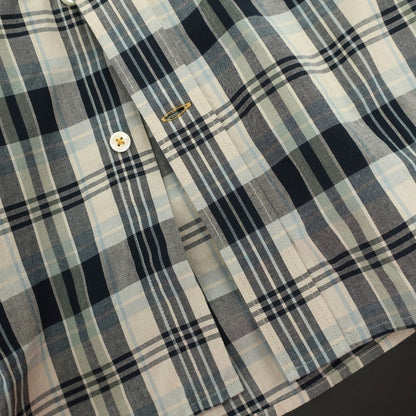 【新品】バブアー Barbour チェック コットン レギュラーカラー カジュアルシャツ ベージュxネイビー【サイズM（UK）】【 状態ランクN 】【 メンズ 】