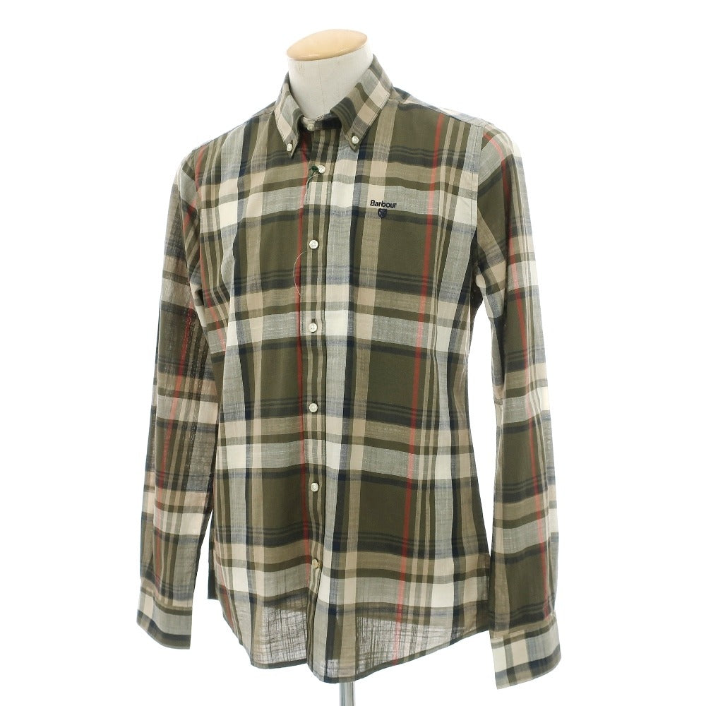 【新品】バブアー Barbour チェック コットン ボタンダウン カジュアルシャツ オリーブグリーンxベージュ【サイズS（UK）】【 状態ランクN 】【 メンズ 】