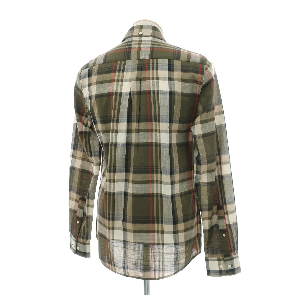 【新品】バブアー Barbour チェック コットン ボタンダウン カジュアルシャツ オリーブグリーンxベージュ【サイズS（UK）】【 状態ランクN 】【 メンズ 】