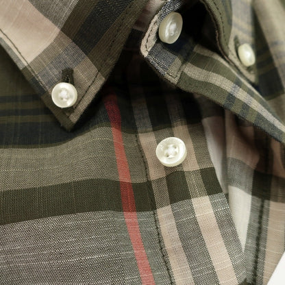 【新品】バブアー Barbour チェック コットン ボタンダウン カジュアルシャツ オリーブグリーンxベージュ【サイズS（UK）】【 状態ランクN 】【 メンズ 】