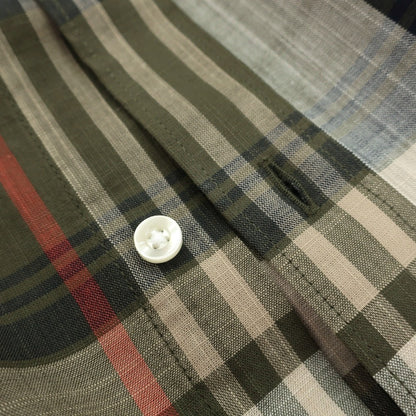 【新品】バブアー Barbour チェック コットン ボタンダウン カジュアルシャツ オリーブグリーンxベージュ【サイズS（UK）】【 状態ランクN 】【 メンズ 】