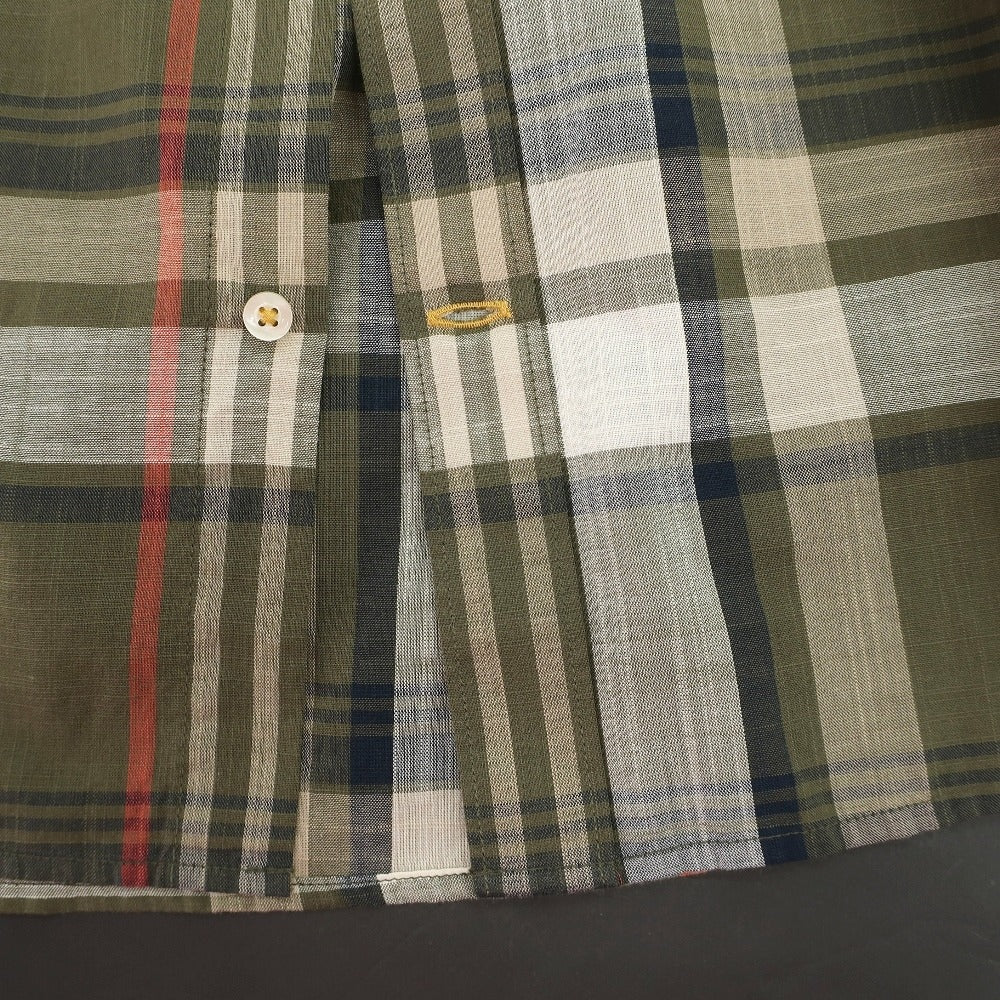 【新品】バブアー Barbour チェック コットン ボタンダウン カジュアルシャツ オリーブグリーンxベージュ【サイズS（UK）】【 状態ランクN 】【 メンズ 】