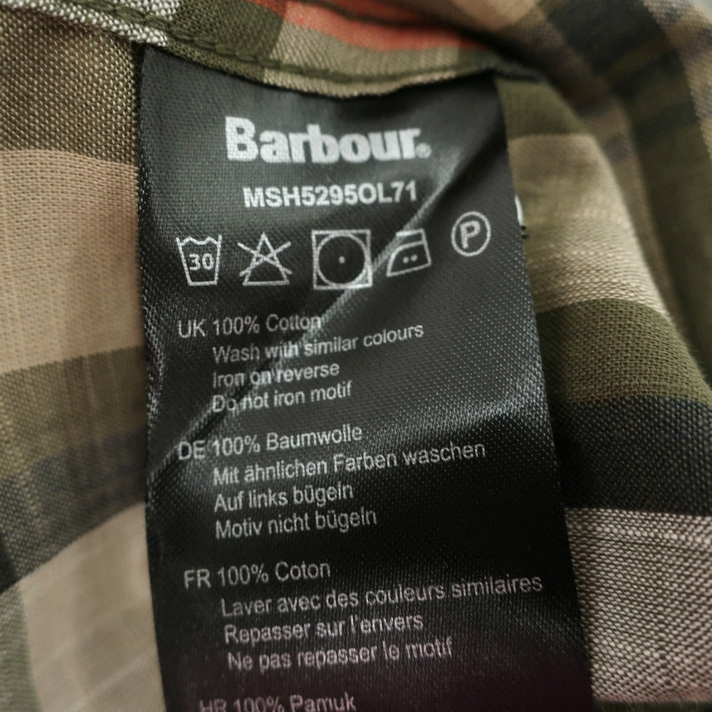 【新品】バブアー Barbour チェック コットン ボタンダウン カジュアルシャツ オリーブグリーンxベージュ【サイズS（UK）】【 状態ランクN 】【 メンズ 】