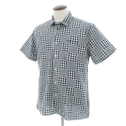 【新品】バブアー Barbour チェック コットン ショートカラー 半袖シャツ ネイビーxホワイト【サイズL（UK）】【 状態ランクN 】【 メンズ 】