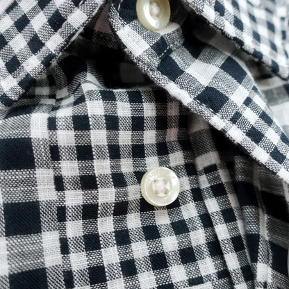 【新品】バブアー Barbour チェック コットン ショートカラー 半袖シャツ ネイビーxホワイト【サイズL（UK）】【 状態ランクN 】【 メンズ 】