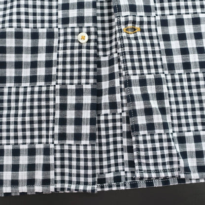 【新品】バブアー Barbour チェック コットン ショートカラー 半袖シャツ ネイビーxホワイト【サイズL（UK）】【 状態ランクN 】【 メンズ 】