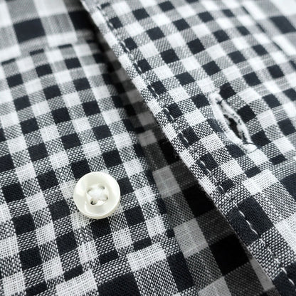 【新品】バブアー Barbour チェック コットン ショートカラー 半袖シャツ ネイビーxホワイト【サイズL（UK）】【 状態ランクN 】【 メンズ 】