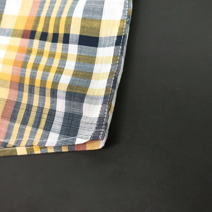 【新品】バブアー Barbour コットン チェック ボタンダウン 半袖シャツ オレンジイエローxネイビー【サイズL（UK）】【 状態ランクN 】【 メンズ 】