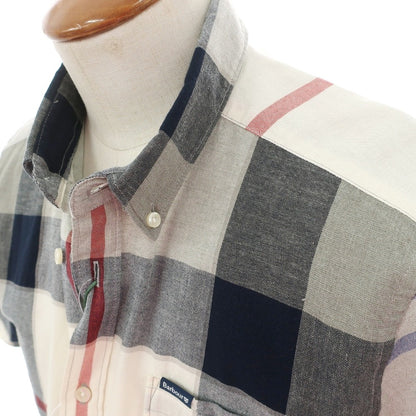 【新品】バブアー Barbour コットンリネン チェック ボタンダウン 半袖シャツ グレーxホワイト【サイズM（UK）】【 状態ランクN 】【 メンズ 】