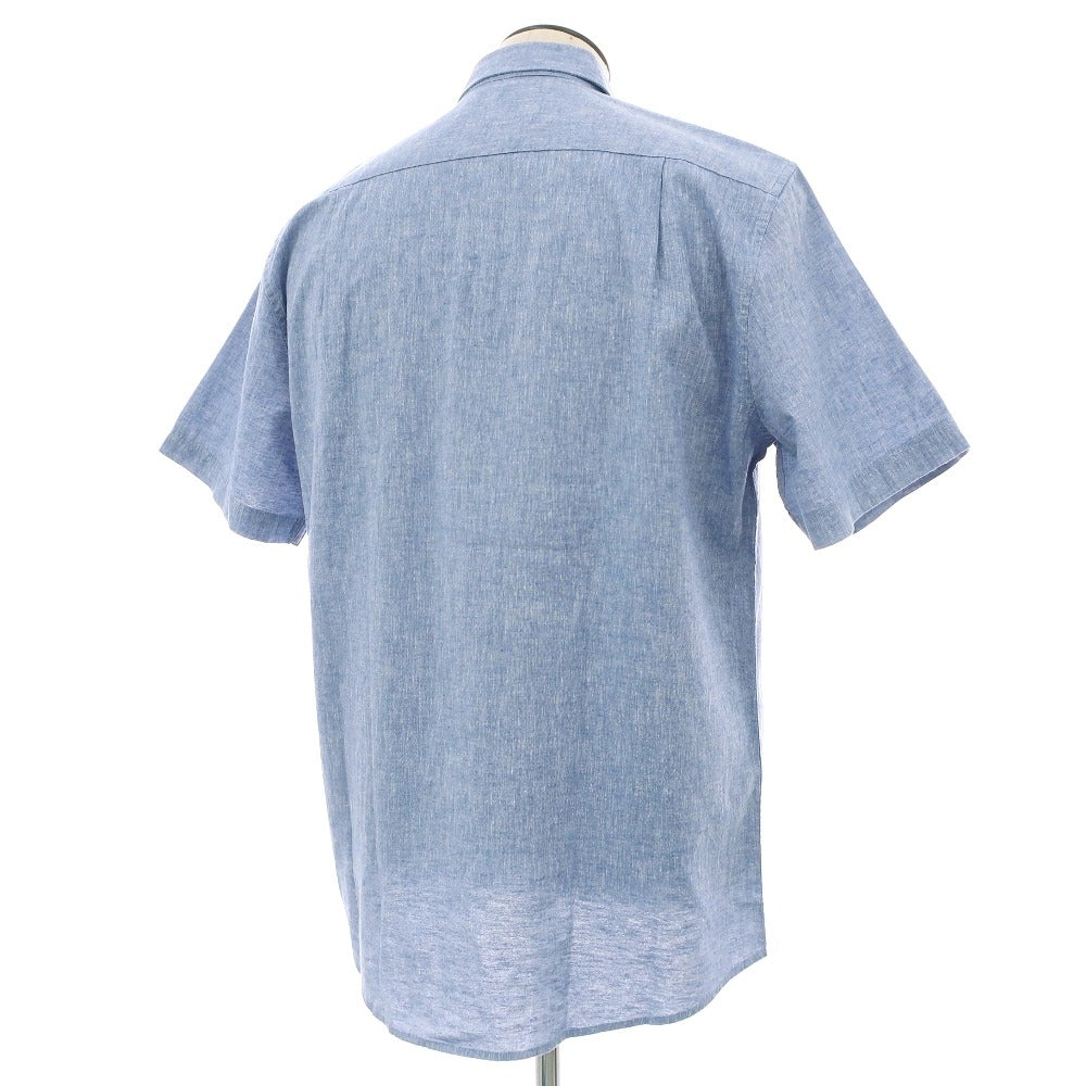 【新品】バブアー Barbour リネンコットン ボタンダウン 半袖シャツ ブルー【サイズL（UK）】【 状態ランクN 】【 メンズ 】