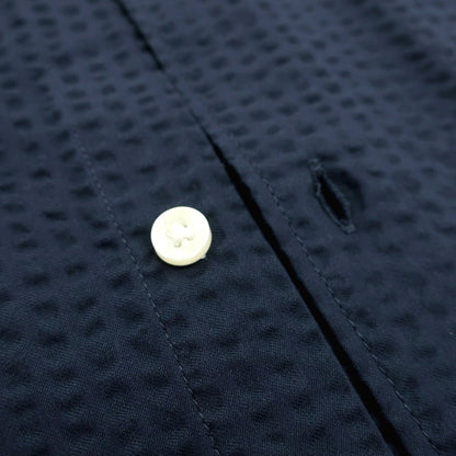 【新品】バブアー Barbour コットンナイロンポリエステル サッカー ボタンダウン 半袖シャツ ネイビー【サイズXL（UK）】【 状態ランクN 】【 メンズ 】