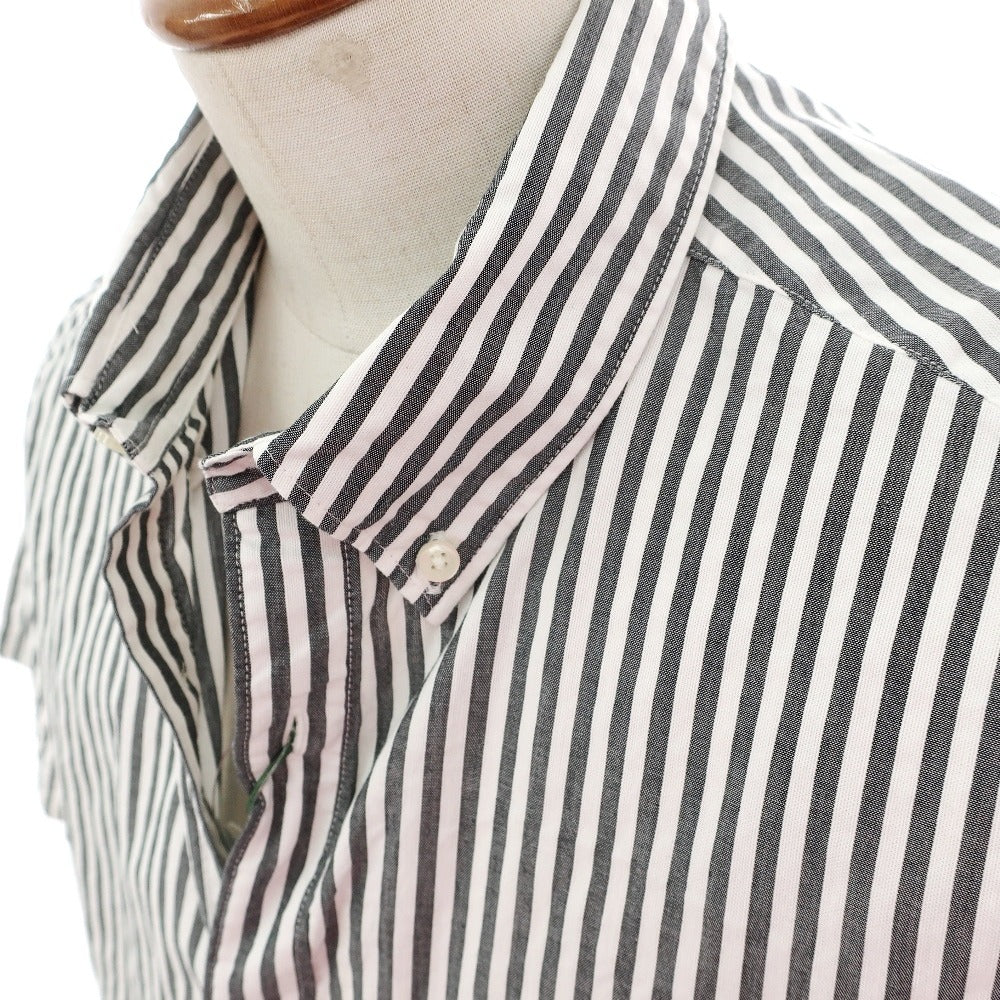 【新品】バブアー Barbour コットン ストライプ ボタンダウン 半袖シャツ グレーxホワイト【サイズM（UK）】【 状態ランクN 】【 メンズ 】
