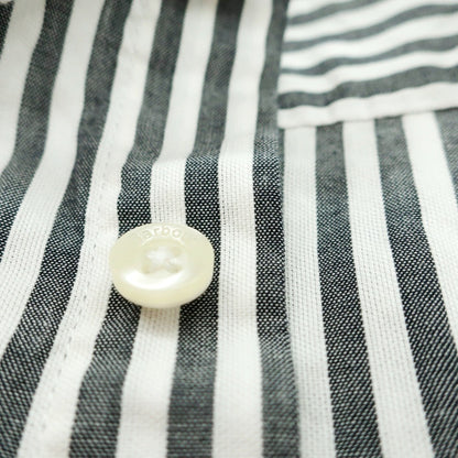 【新品】バブアー Barbour コットン ストライプ ボタンダウン 半袖シャツ グレーxホワイト【サイズM（UK）】【 状態ランクN 】【 メンズ 】