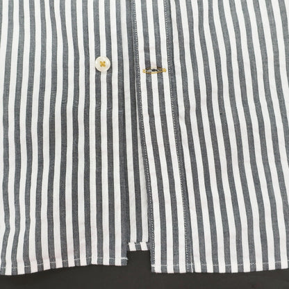 【新品】バブアー Barbour コットン ストライプ ボタンダウン 半袖シャツ グレーxホワイト【サイズM（UK）】【 状態ランクN 】【 メンズ 】