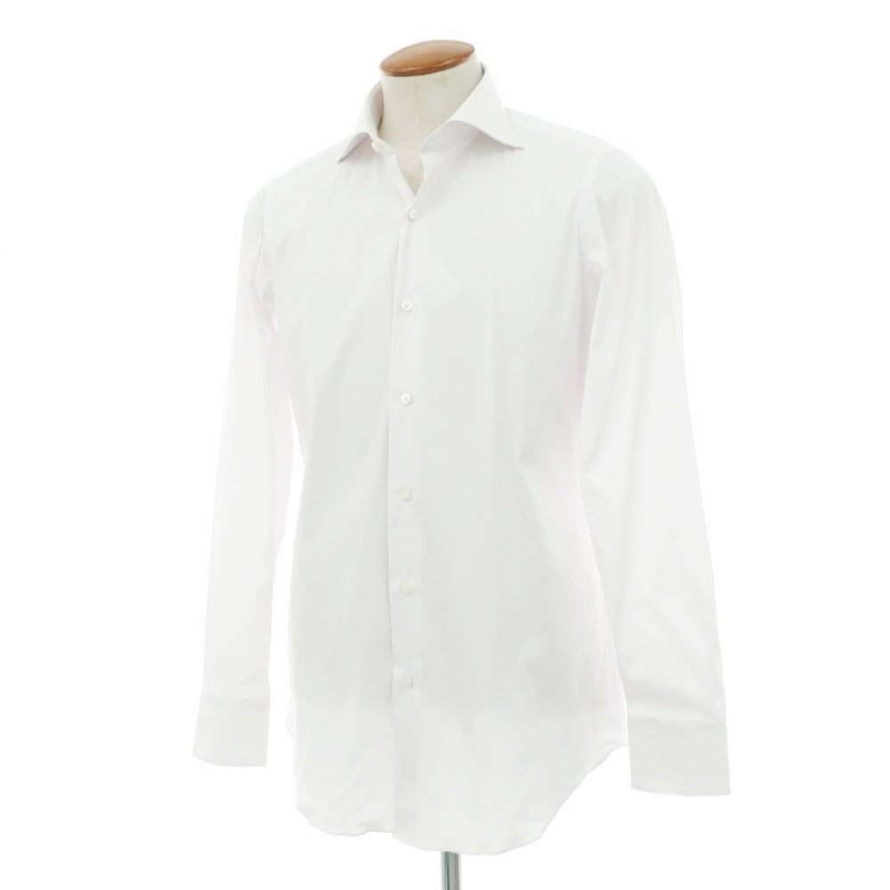【新品アウトレット】フィナモレ Finamore ストレッチ コットンナイロン ワイドカラー ドレスシャツ ホワイト【サイズ39】【 状態ランクN- 】【 メンズ 】