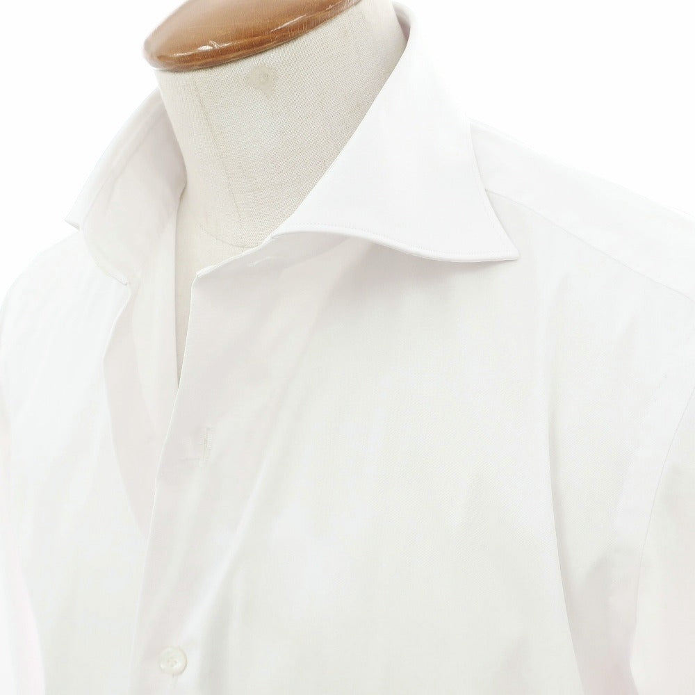 【新品アウトレット】フィナモレ Finamore ストレッチ コットンナイロン ワイドカラー ドレスシャツ ホワイト【サイズ39】【 状態ランクN- 】【 メンズ 】