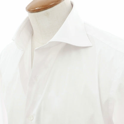 【新品アウトレット】フィナモレ Finamore ストレッチ コットンナイロン ワイドカラー ドレスシャツ ホワイト【サイズ39】【 状態ランクN- 】【 メンズ 】